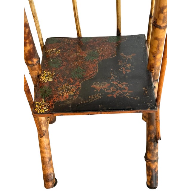 Wood Antique Rattan Lacquered Tall Etagere For Sale - Image 7 of 12