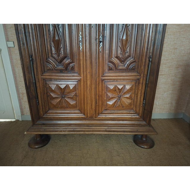 17th Century Louis XIII Wardrobe in Molded and Carved Walnut For Sale - Image 3 of 7