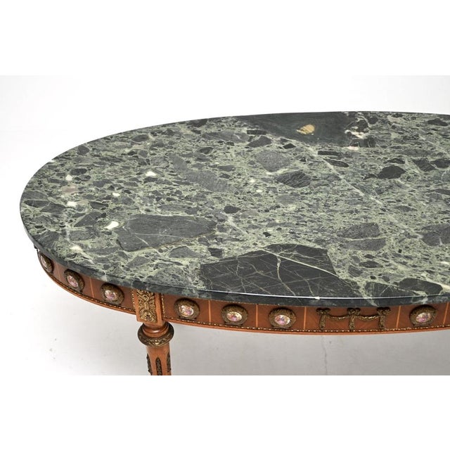 Vintage French Coffee Table with Marble Top, 1930 For Sale - Image 4 of 9