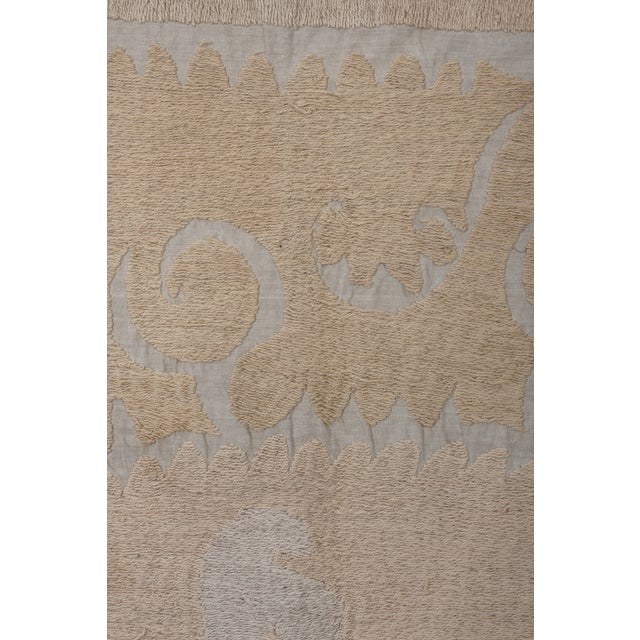 Uzbek Hand Embroidery Beige and Tan Suzani For Sale - Image 9 of 10