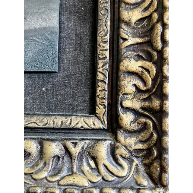 Wood Antique Italian Renaissance Style Madonna and Child Gilt Frame Engraving For Sale - Image 7 of 18