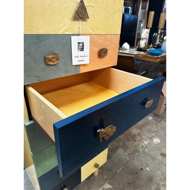 Zanotta 1990s Signed Zanotta Genesio Chest of Drawers in Veneered Wood by Alik Cavaliere For Sale - Image 4 of 11