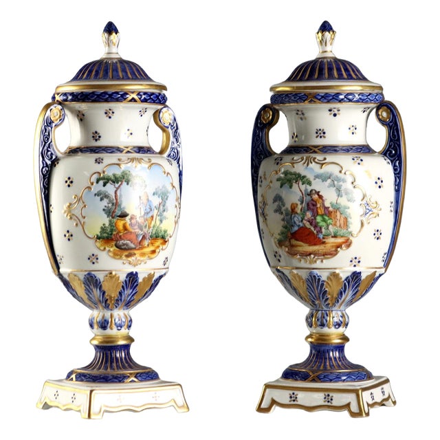 Vintage Vases in Sèvres Porcelain, France, 20th Century, Set of 2 For Sale