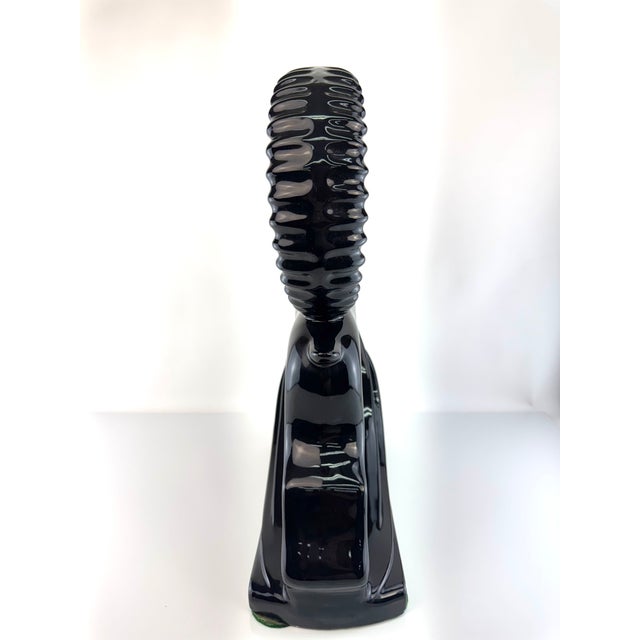 Mid Century Art Deco Style Black Ram Sculpture With Dramatic Curled Horns For Sale - Image 10 of 11