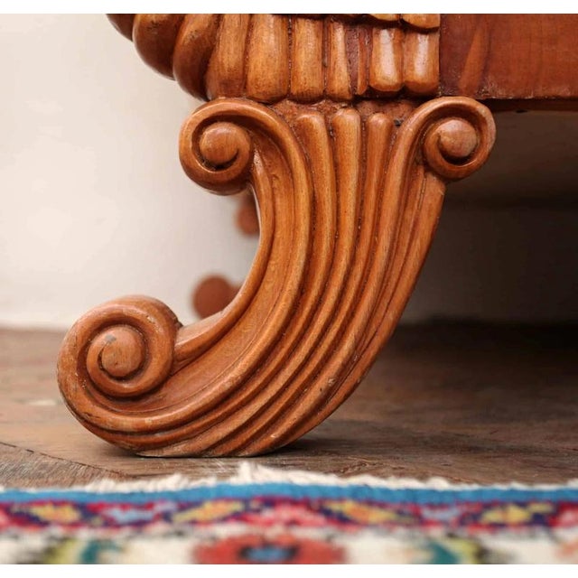 2000 - 2009 Biedermeier Sofa with Silk Upholstery, Veneer and Carvings For Sale - Image 5 of 6