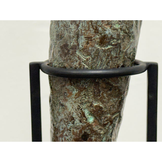 Sculptural Metal Vase + Stand, Vintage For Sale - Image 10 of 12