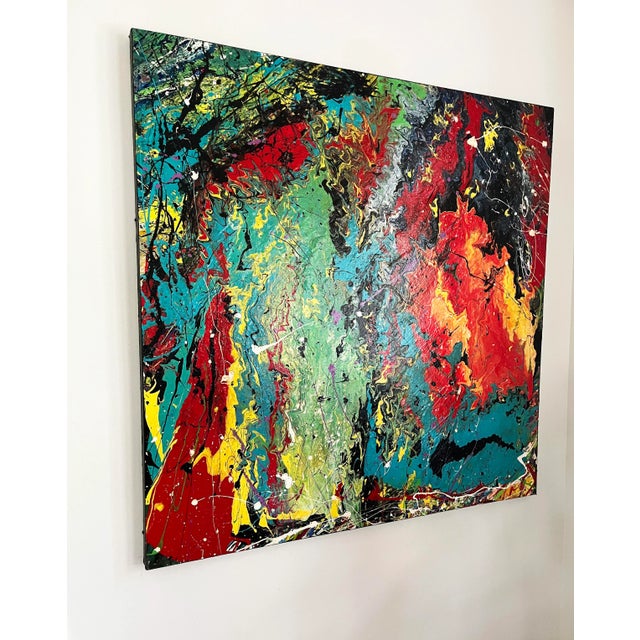 1990s Motivated Seller: Vintage Abstract Expressionist Acrylic Painting For Sale - Image 5 of 6