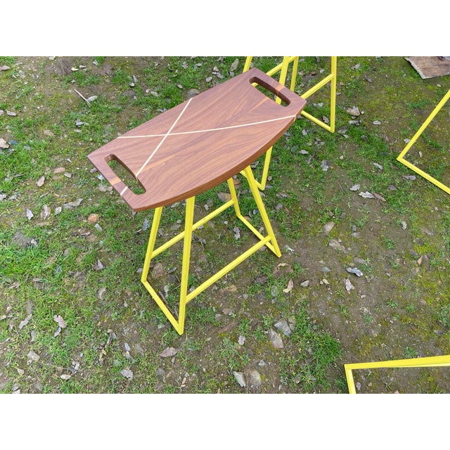 Modern Walnut Robert Designed Trunk Stool Set of 4 Low and Bar Height For Sale - Image 9 of 10