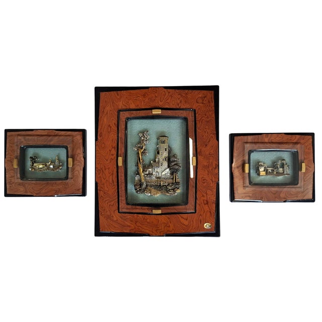 Alessandro Zenobi, Triptych of High Reliefs, 999 Silver and 24K Gold in Briar and Crystal, 1995, Set of 3 For Sale - Image 13 of 13