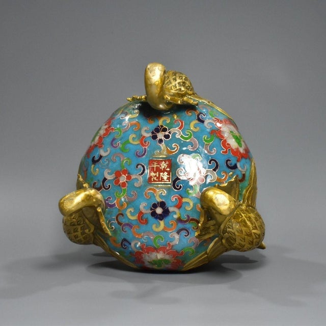 This is a spectacular vintage Chinese incense burner (censer) featuring a stunning combination of Cloisonné enamel and...