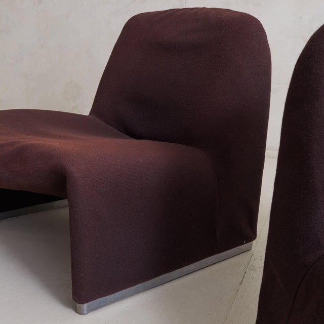 Metal Italian ‘Alky’ Chair in Brown Upholstery Attributed to Giancarlo PIretti for Castelli, 1969 For Sale - Image 7 of 11
