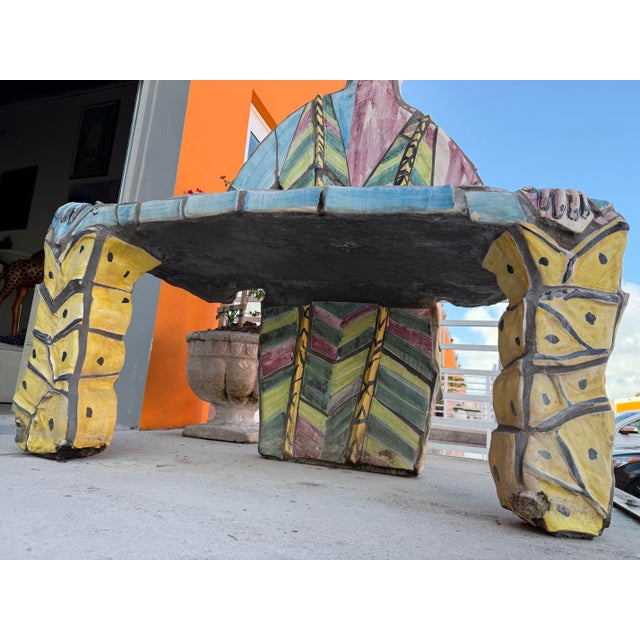 Vintage Martha Stevenson Handmade Sculptural Ceramic Garden Bench For Sale - Image 12 of 12