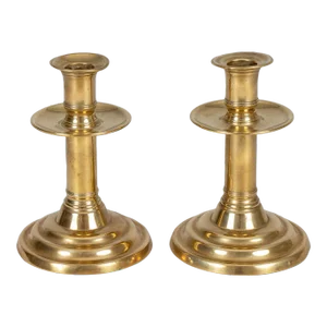 Late 18th Century Harrison Patent Brass Telescopic or Extending Candlesticks - A Pair