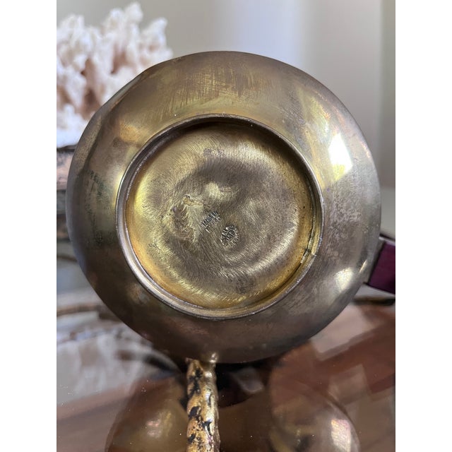 Vintage Brass and Abalone Pitcher & Glasses Set From Mexico- 7 Pieces For Sale - Image 13 of 14