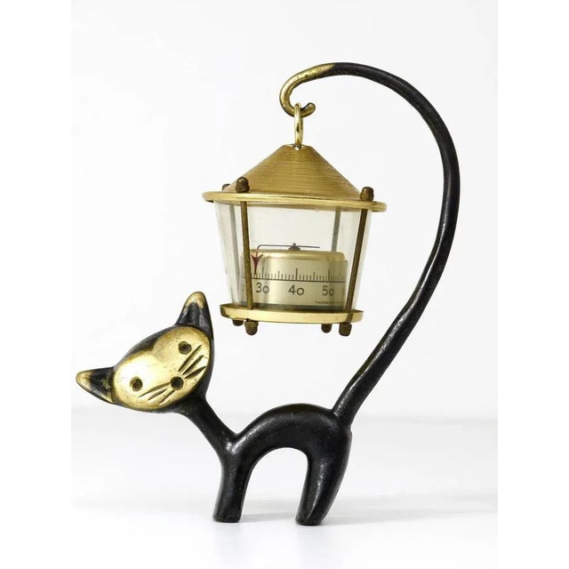 1950s Cat Figurine with Thermometer by Walter Bosse for Hertha Baller, Austria, 1950s For Sale - Image 5 of 6