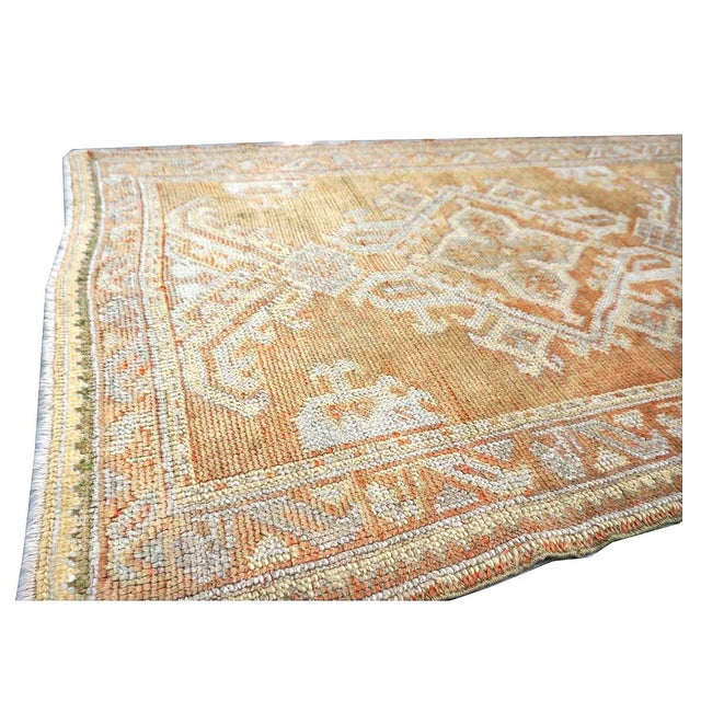 Antique Turkish Oushak 3x11 Golden Beige & Khaki Handmade Runner Rug #1140253 For Sale - Image 10 of 13