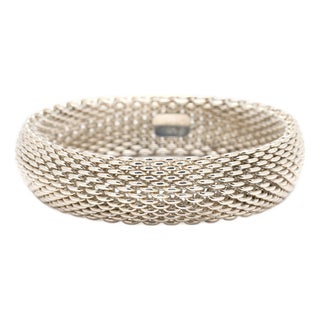 Tiffany & Co Thick Woven Bracelet, Sterling Siler, Length 7 Inches For Sale