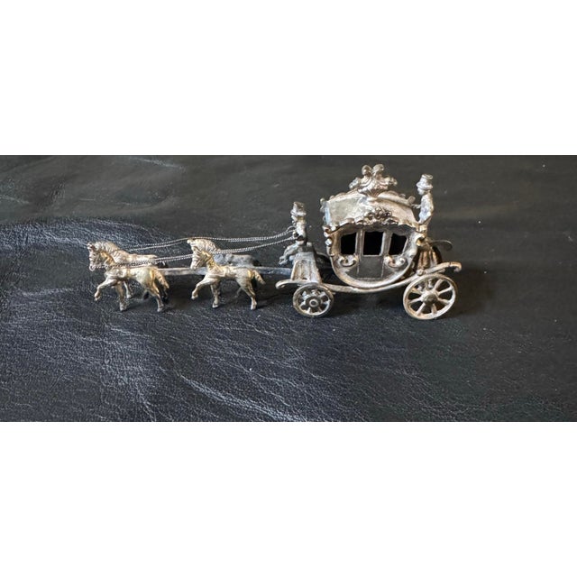 Antique European Staring Silver Miniature Horse Drawn Carriage No signed. 69g. Dimensions:4.5”w x 1”d x 2”h....