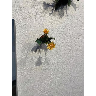 Broken Dream (wall small) by Ashley Folkner | Mixed Media Artwork of yellow flowers on a wall. For Sale