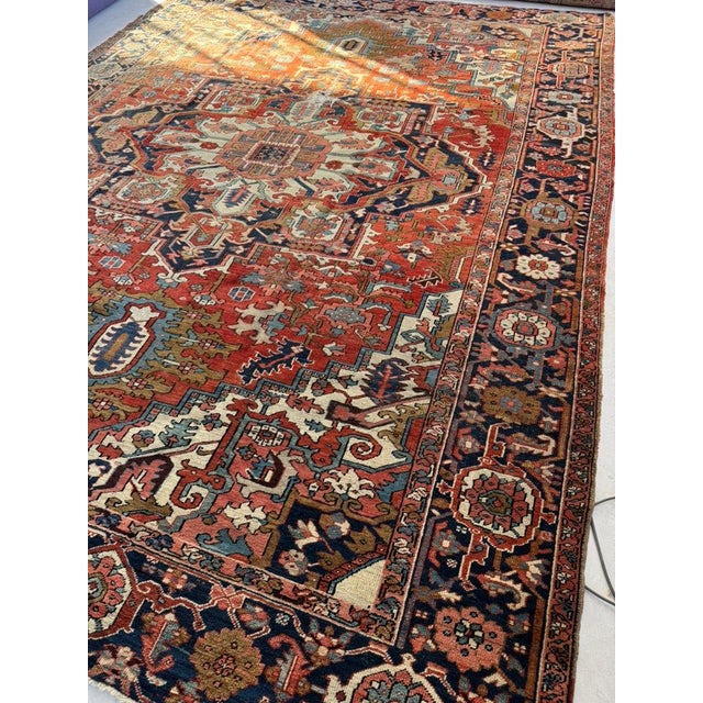 All of our antique & vintage rugs are professionally cleaned prior to being listed Title: STUNNING Antique Persian Serapi...