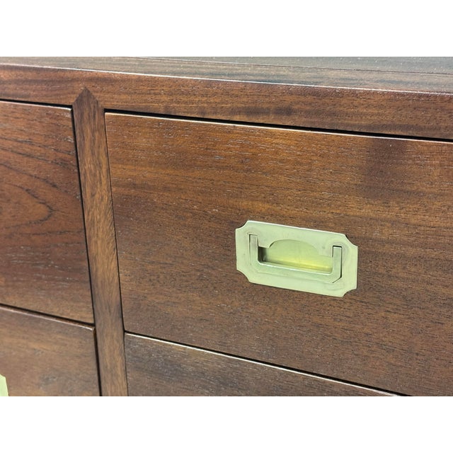 1960s Refinished Solid Teak and Brass Campaign Dresser For Sale - Image 9 of 10