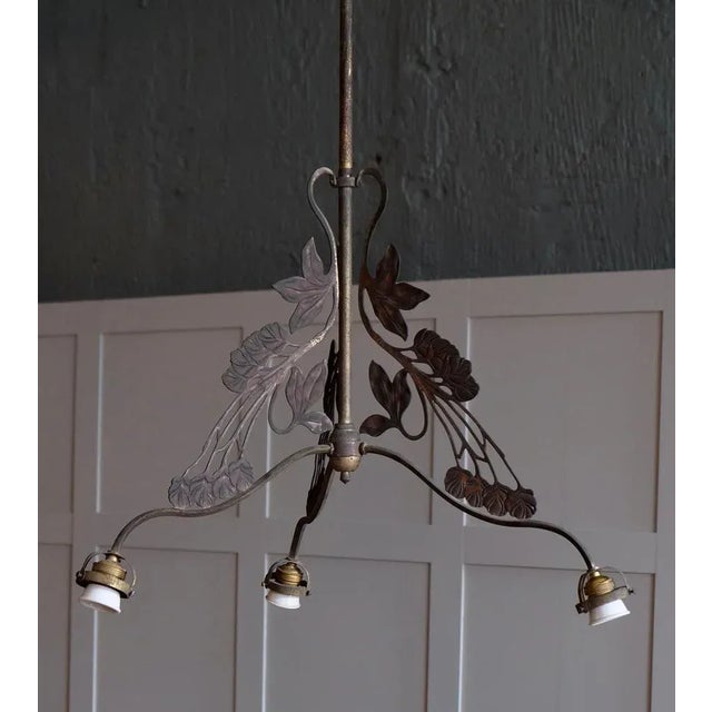 Antique French Art Nouveau Hanging Lamp, 1900s For Sale - Image 3 of 12
