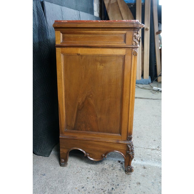 Antique Louis XV French Provincial Walnut Rouge Marble Buffet Sideboard Commode For Sale - Image 17 of 18