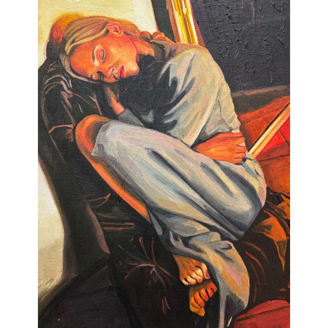 Original Piot Brehmer 'woman Sleeping' Contemporary German Realism Oil Painting For Sale - Image 9 of 10