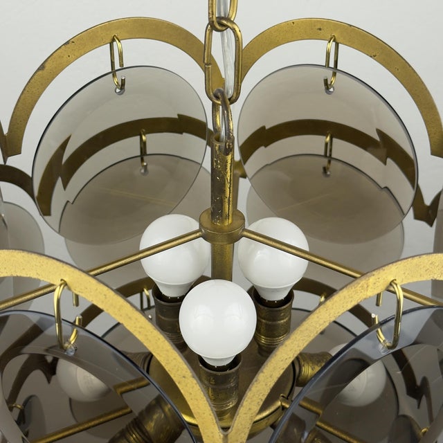 Vintage Italian Smoked Murano Chandelier by Gino Vistosi, 1970s For Sale - Image 16 of 18