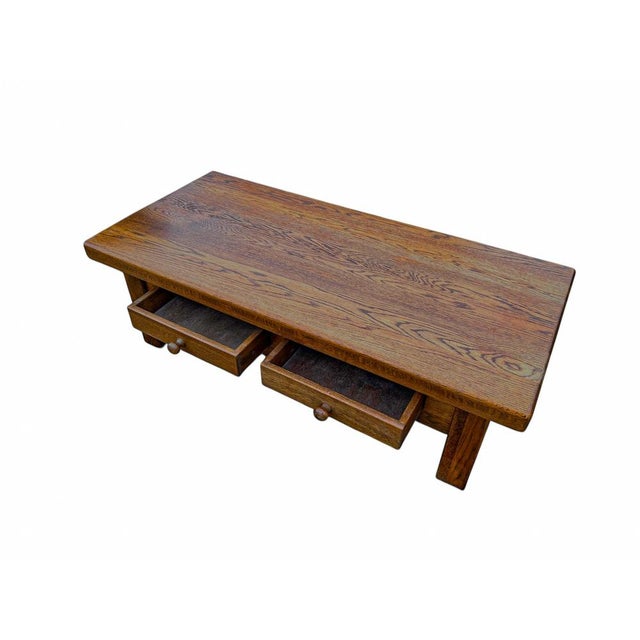 Mid-Century Dutch Oak Coffee Table with Drawers, 1970s For Sale - Image 4 of 8
