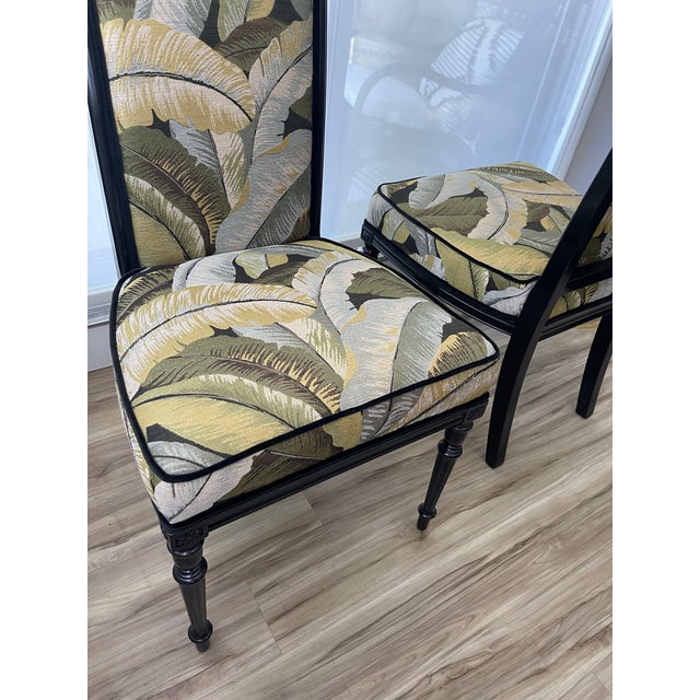 Mid 20th Century High Back Chairs in Palm Print - Set of 2 For Sale In Seattle - Image 6 of 10
