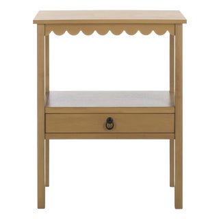Heaven Scalloped Low Drawer Accent Table in Desert Brown For Sale