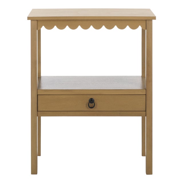 Heaven Scalloped Low Drawer Accent Table in Desert Brown For Sale