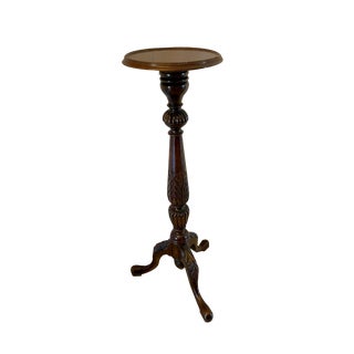 Antique Torchere in Carved Mahogany For Sale