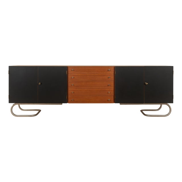 Black & Brown Teak Sideboard, 1960s For Sale
