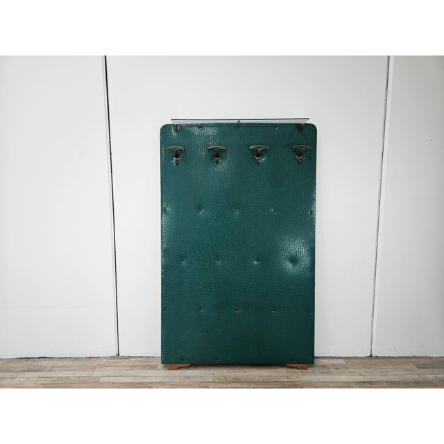 Mid-Century Modern Green Skai Coat Stand with Brass Hangers, 1950 For Sale - Image 17 of 17