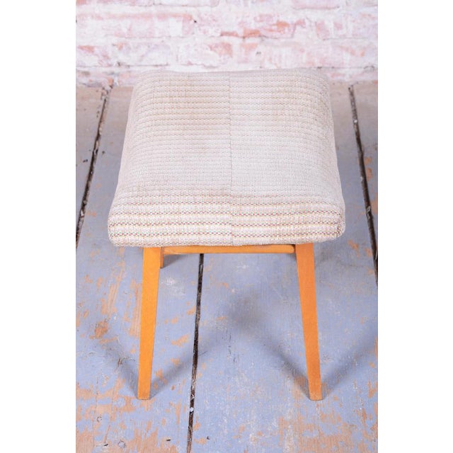 Mid-Century Stool in Upholstery and Beech, Slovakia, 1960s For Sale - Image 4 of 9