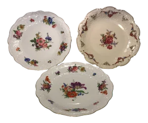 Vintage Bavarian Hand Painted Dinner Plates - Set of 3