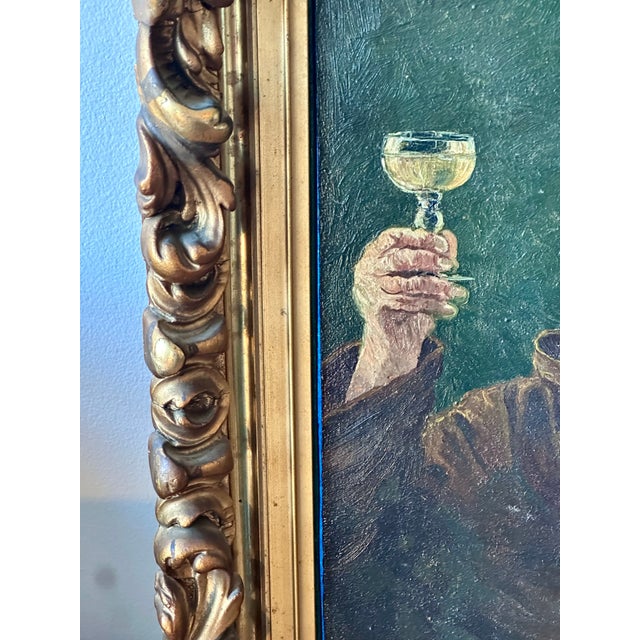 Antique Genre Painting in Ornate Gilt Wood Frame For Sale - Image 10 of 12