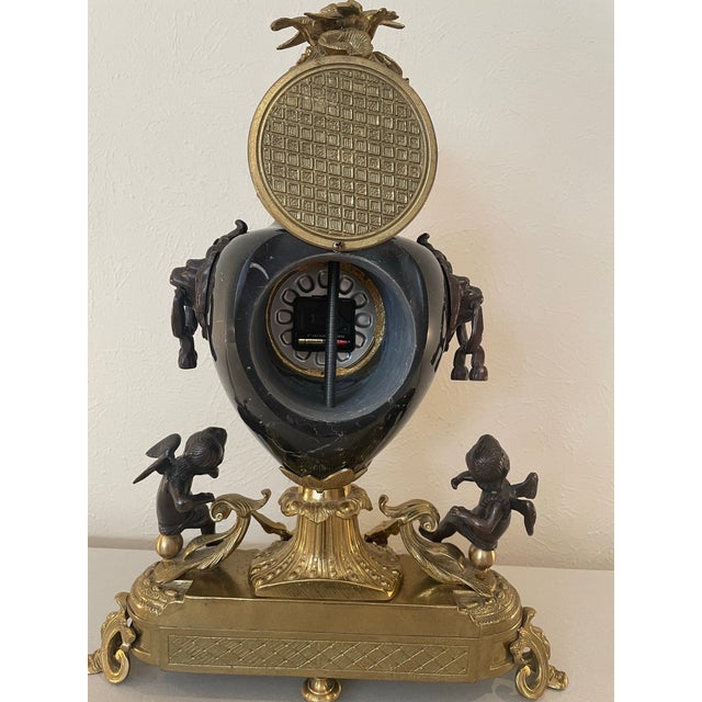 Vintage Brevettato French Style Gilt Mantle Clock With Cherubs For Sale - Image 10 of 12