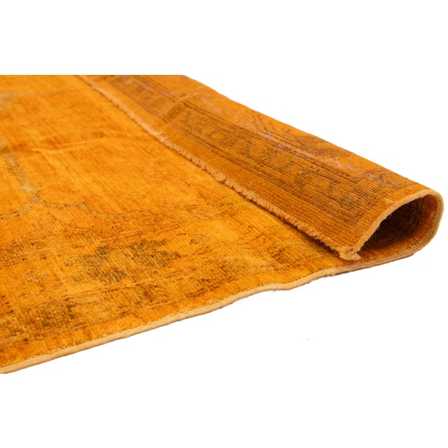 2020s Modern Oushak Handmade Orange Wool Rug With Geometric Pattern For Sale - Image 5 of 11