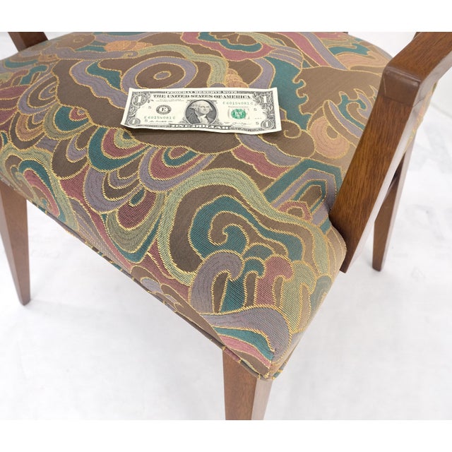 Set of 6 Tommy Parzinger Light Walnut Dining Chairs Lenor Larsen Upholstery MINT For Sale - Image 6 of 15