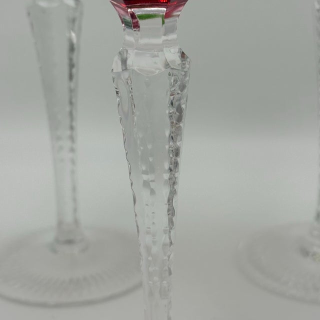 Late 20th Century Vintage Nachtmann Style Cut-to-Clear Crystal Hock Glasses, Jewel Tone - Set of 4 For Sale - Image 5 of 9