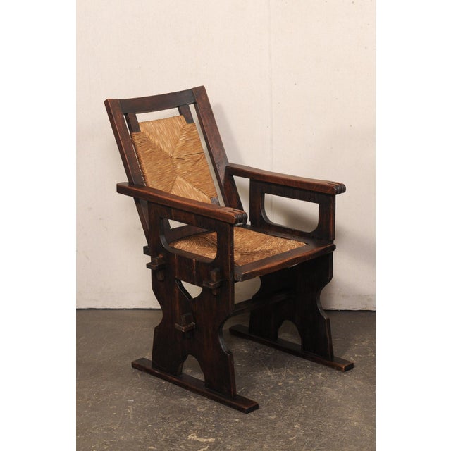 Spanish Mid 20th Century Spanish Wood & Hand-Rush Arm Chairs For Sale - Image 3 of 10