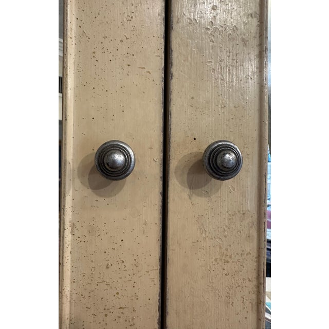 Beige Media Armoire With Mirrored Cabinet Doors For Sale - Image 8 of 12