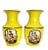 Asian Pair of Vintage Maitland-Smith Hand Painted Lemon Yellow Asian Portrait Vases For Sale - Image 3 of 11