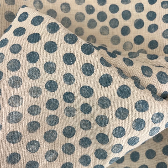 Contemporary Lisa Fine Tika in Light Blue Linen Fabric- 1 3/4 Yards For Sale - Image 3 of 4