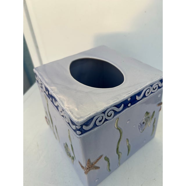 Nautical Ceramic Nautical Tissue Box Cover For Sale - Image 3 of 8