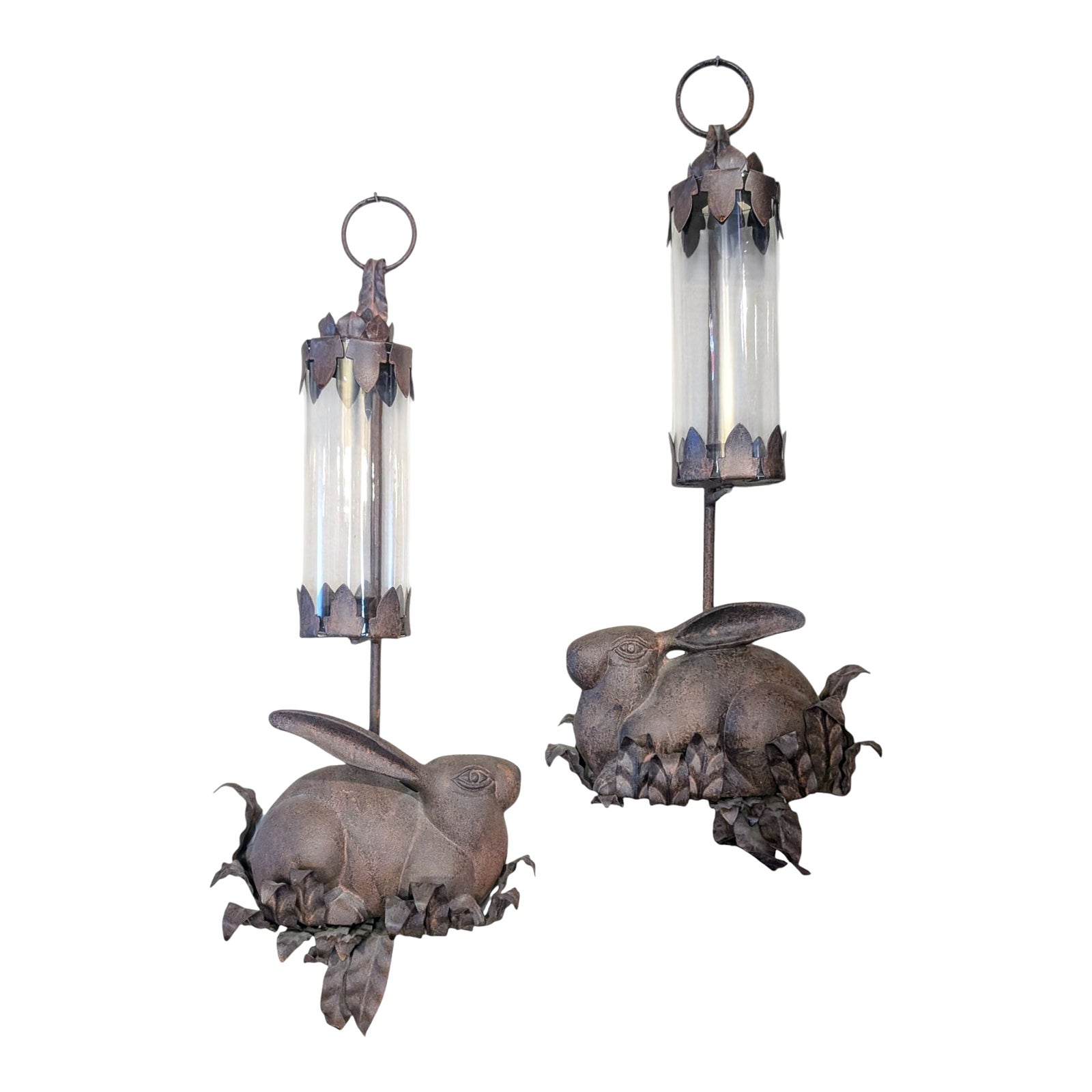 Vintage 1960's Cast Iron Rabbit Sconces | Chairish