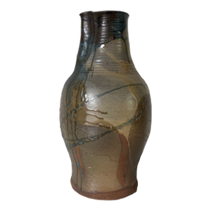 1980s Vintage Organic Abstract Glaze Studio Pottery Vase
